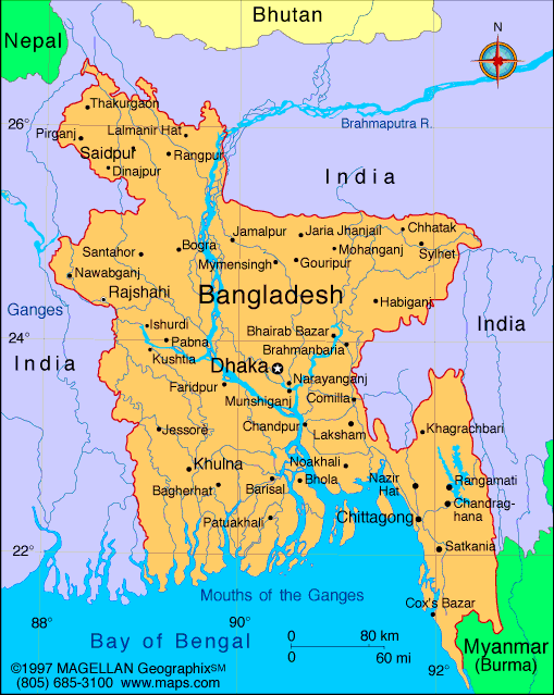 politisch karte von bangladesch